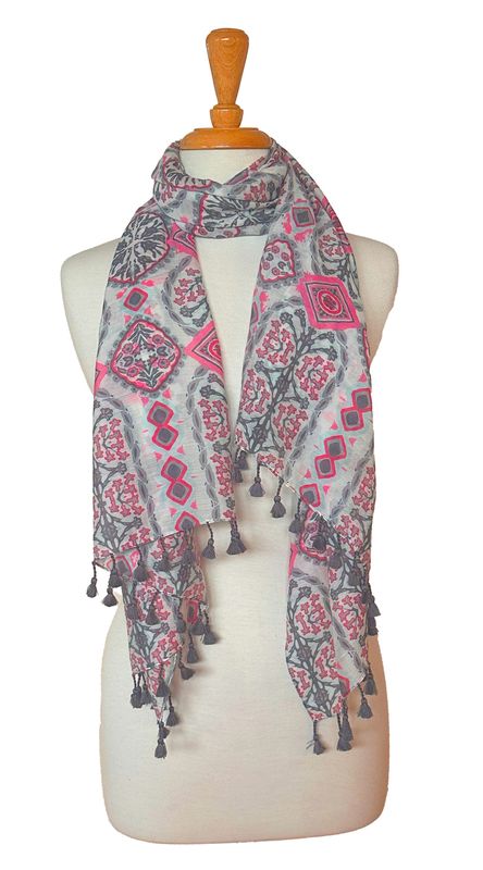Wallis Pure Cotton Silk Scarf with Handmade Tassels Wallis Pure Cotton Silk Scarf with Handmade Tassels