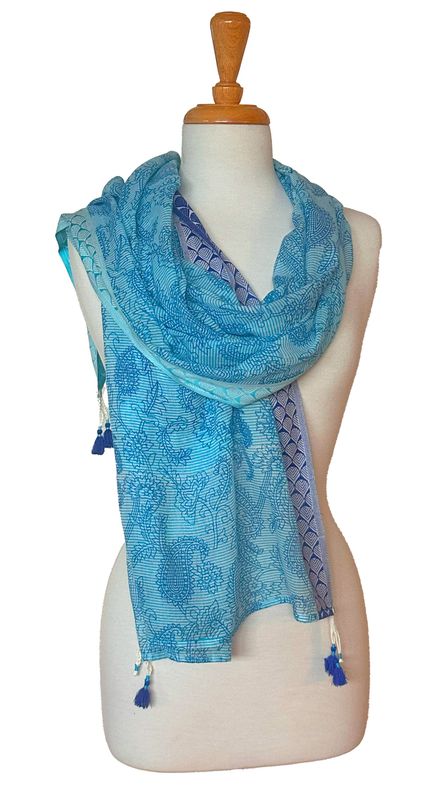 Angelica Paisley Pure Cotton Scarf with Tassels Angelica Paisley Pure Cotton Scarf with Tassels