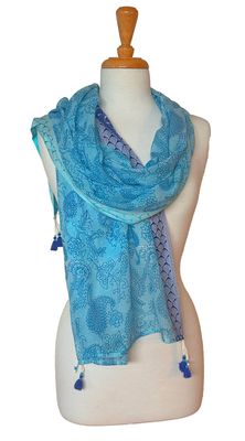 Angelica Paisley Pure Cotton Scarf with Tassels Angelica Paisley Pure Cotton Scarf with Tassels