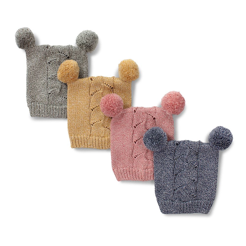 Cubbie Baby Hat - Soft Cotton Cable Knit with Pompom | DLUX Baby