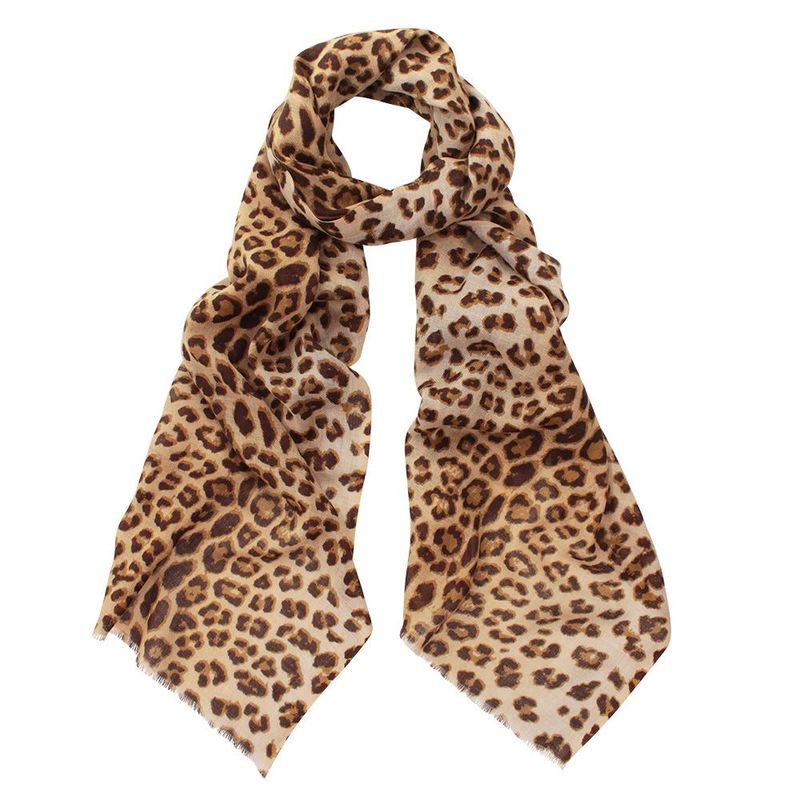 Jaguar Wool Silk Scarf with hand-printed jaguar design