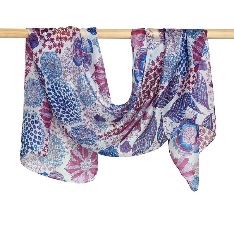 Justine Flower Hand Printed Pure Silk Scarf