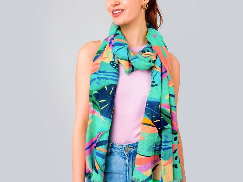 Aloha Tropical Print Pure Cotton Twill Scarf