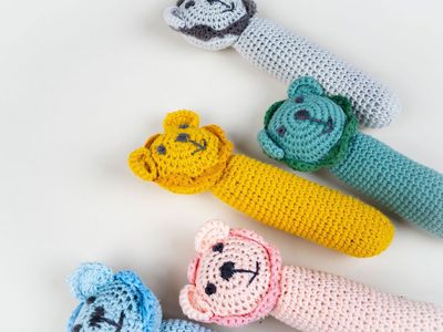 Baby Lion Crochet Rattle - Soft Hand-Crocheted Cotton with Gentle Rattle Sound