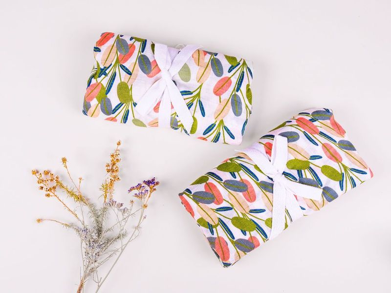 Flora Muslin  Wrap - Super Soft and Breathable Bamboo Cotton Blend