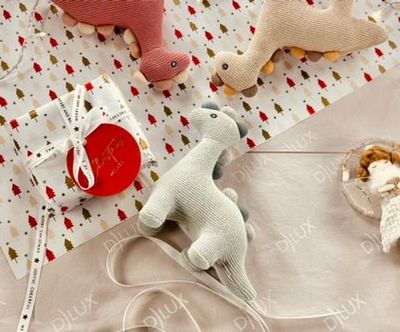 Baby Dino Rattle Toy - Soft Cotton Knitted Dinosaur with Gentle Rattle Sound