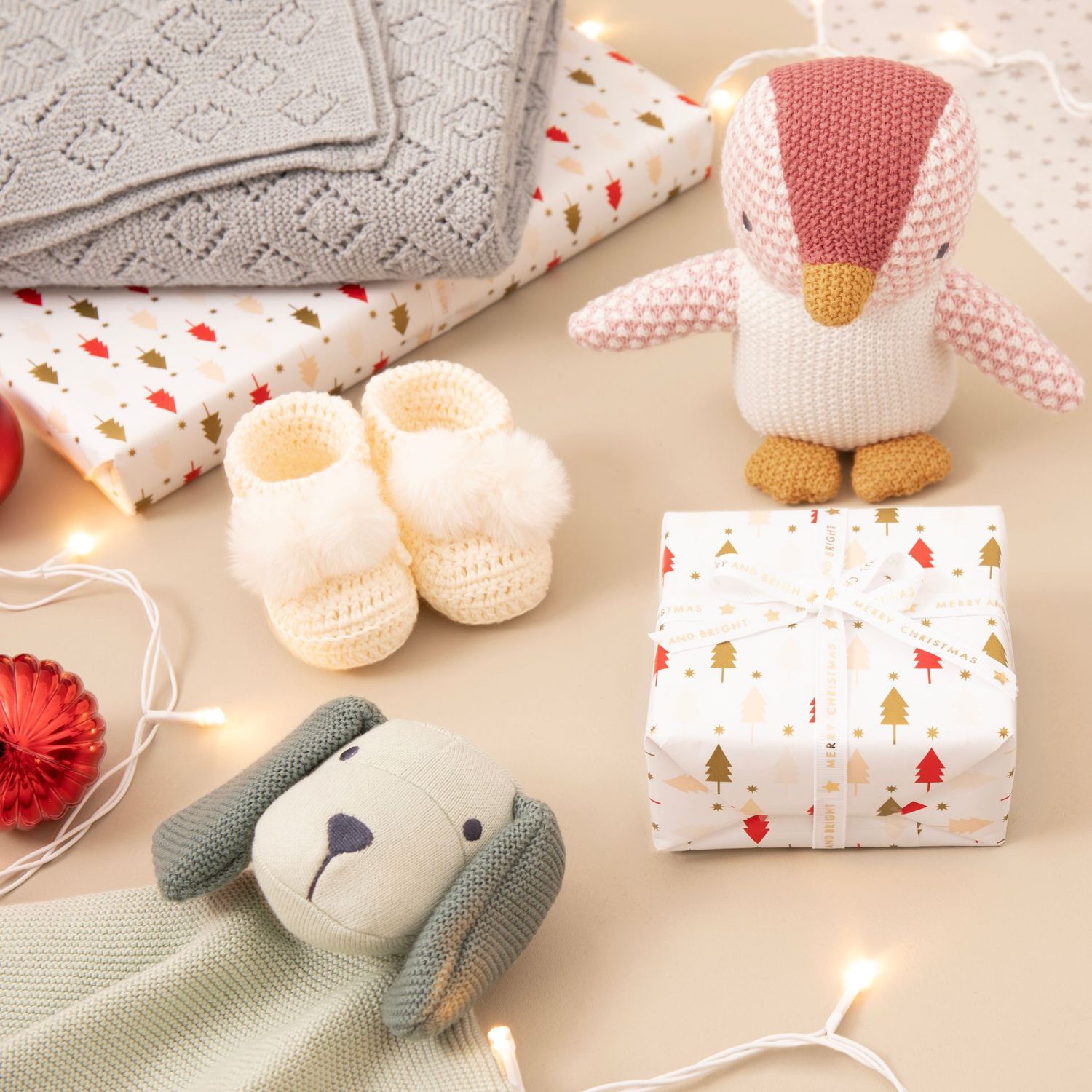 Baby Pingu Stuffed Toy - Soft, Knitted Cotton with Gentle Rattle
