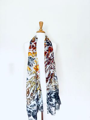 Mimic Abstract Animal Print Linen Modal Scarf - Multi Mimic Abstract Animal Print Linen Modal Scarf - Multi