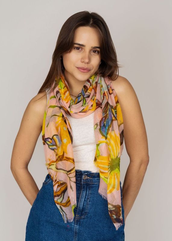Lilly Pilly Hand Printed Merino Wool Silk Scarf - Luxurious and Stylish