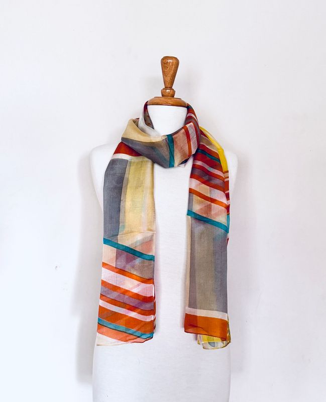Ruby Abstract Geometric Print Pure Silk Scarf Ruby Abstract Geometric Print Pure Silk Scarf