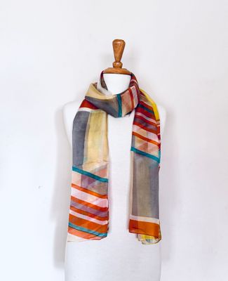 Ruby Abstract Geometric Print Pure Silk Scarf Ruby Abstract Geometric Print Pure Silk Scarf