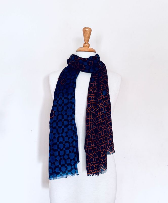 The Grid Multi Geometric Print Pure Silk Scarf The Grid Multi Geometric Print Pure Silk Scarf