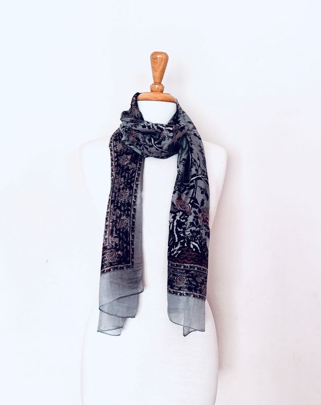 Serene Foliage Print Pure Silk Scarf Serene Foliage Print Pure Silk Scarf