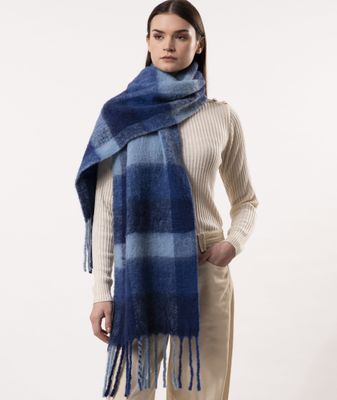 Lumi Woven Plaid Pattern Wool Mohair Chunky Scarf Lumi Woven Plaid Pattern Wool Mohair Chunky Scarf