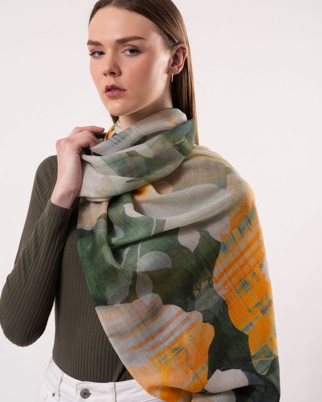 Georgia Floral Print Wool Silk Scarf | DLUX