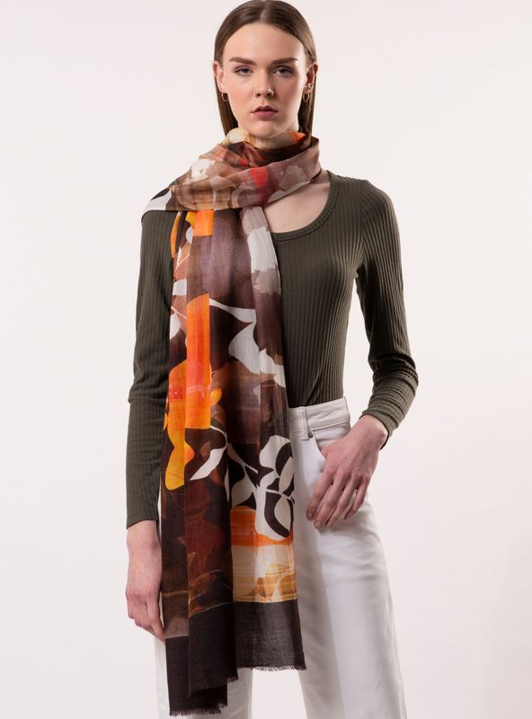 Georgia Floral Print Wool Silk Scarf | DLUX