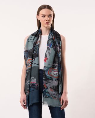 Isla Abstract Foliage Print Wool Modal Scarf | DLUX Isla Abstract Foliage Print Wool Modal Scarf | DLUX