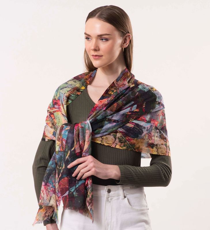 Flutter - Hummingbird Print Pure Wool Scarf | DLUX