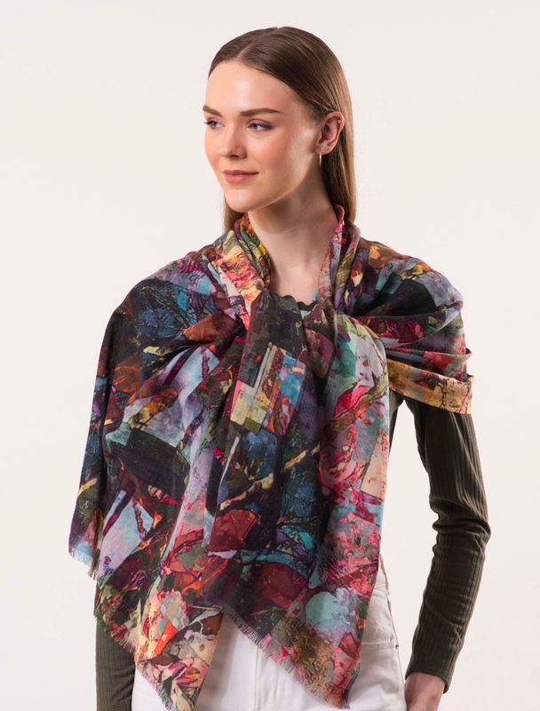 Flutter - Hummingbird Print Pure Wool Scarf | DLUX