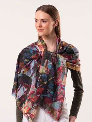 Flutter - Hummingbird Print Pure Wool Scarf | DLUX
