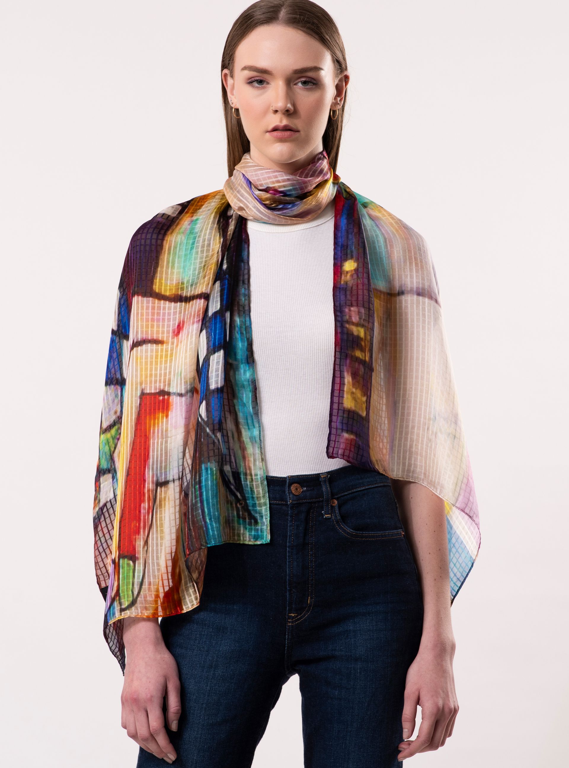 Shhh! Abstract Silence Art Pure Silk Scarf | DLUX