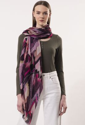 Sienna Chevron Design Embroidered Pure Wool Scarf | DLUX