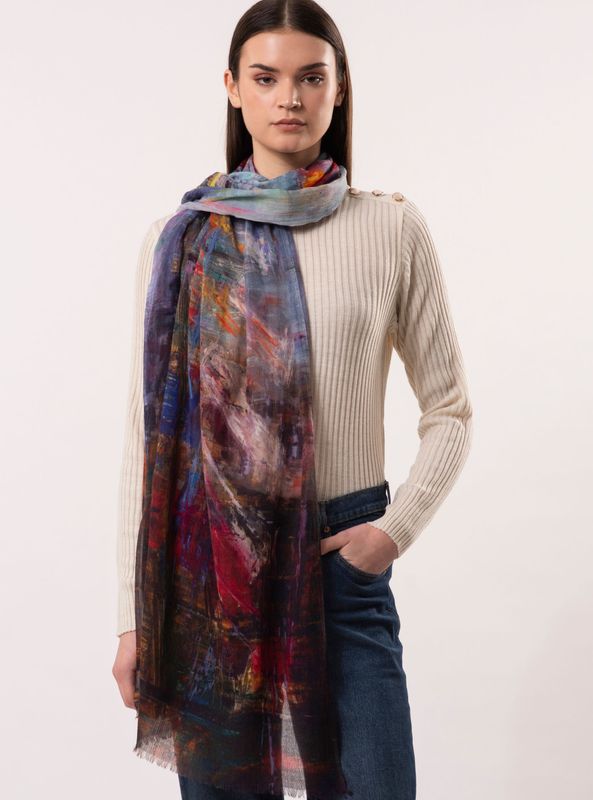Umbrella Girl -  Storyteller Wool Silk Scarf | DLUX