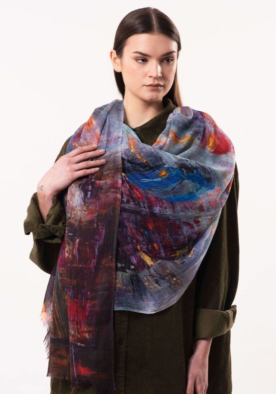Umbrella Girl -  Storyteller Wool Silk Scarf | DLUX