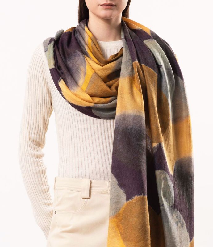 Infinity Contemporary Artistic Polka Dots Wool Silk Scarf | DLUX
