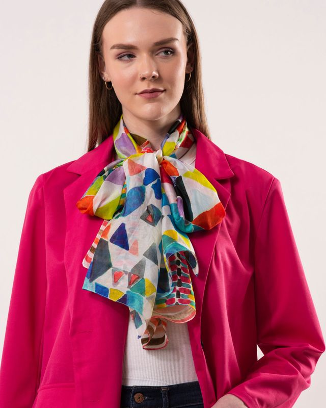 Tessera Kaleidoscope Design Pure Silk Scarf | DLUX