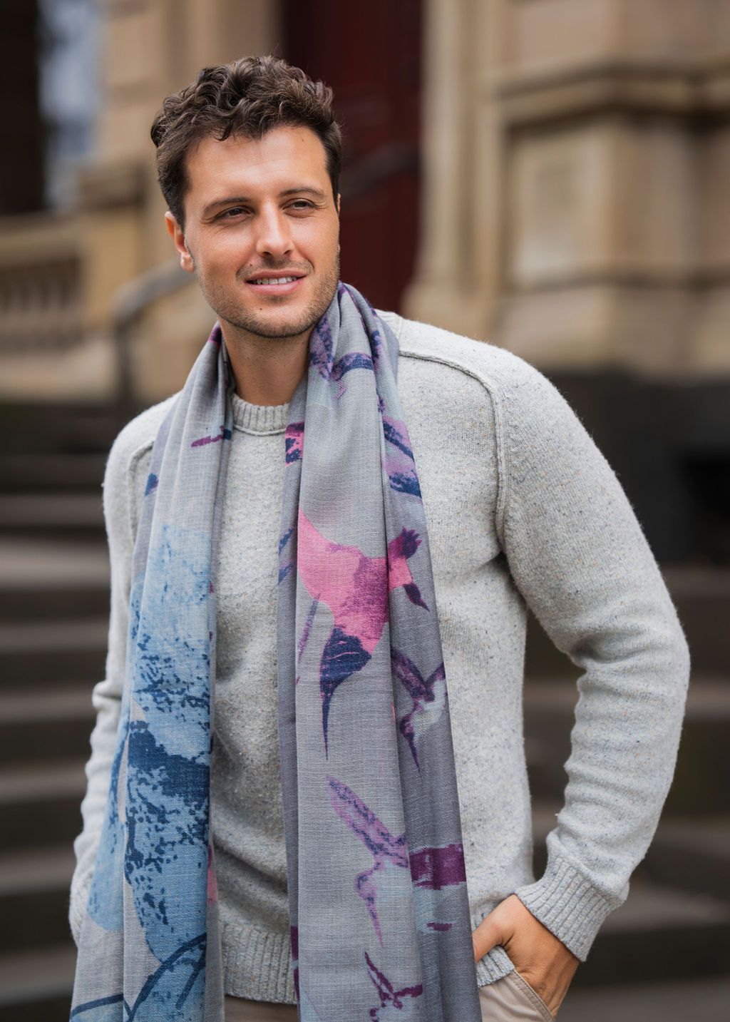 Harmony Hand-printed Pure Wool Scarf | DLUX