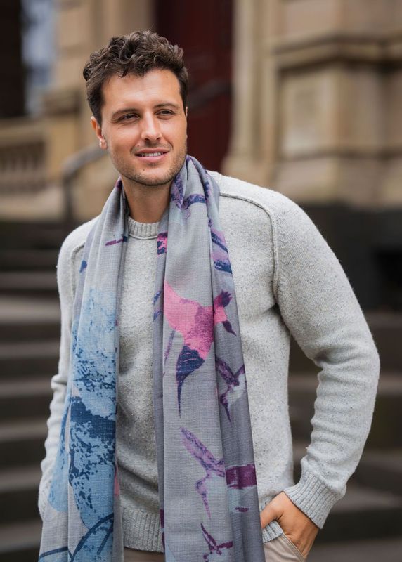 Harmony Hand-printed Pure Wool Scarf | DLUX