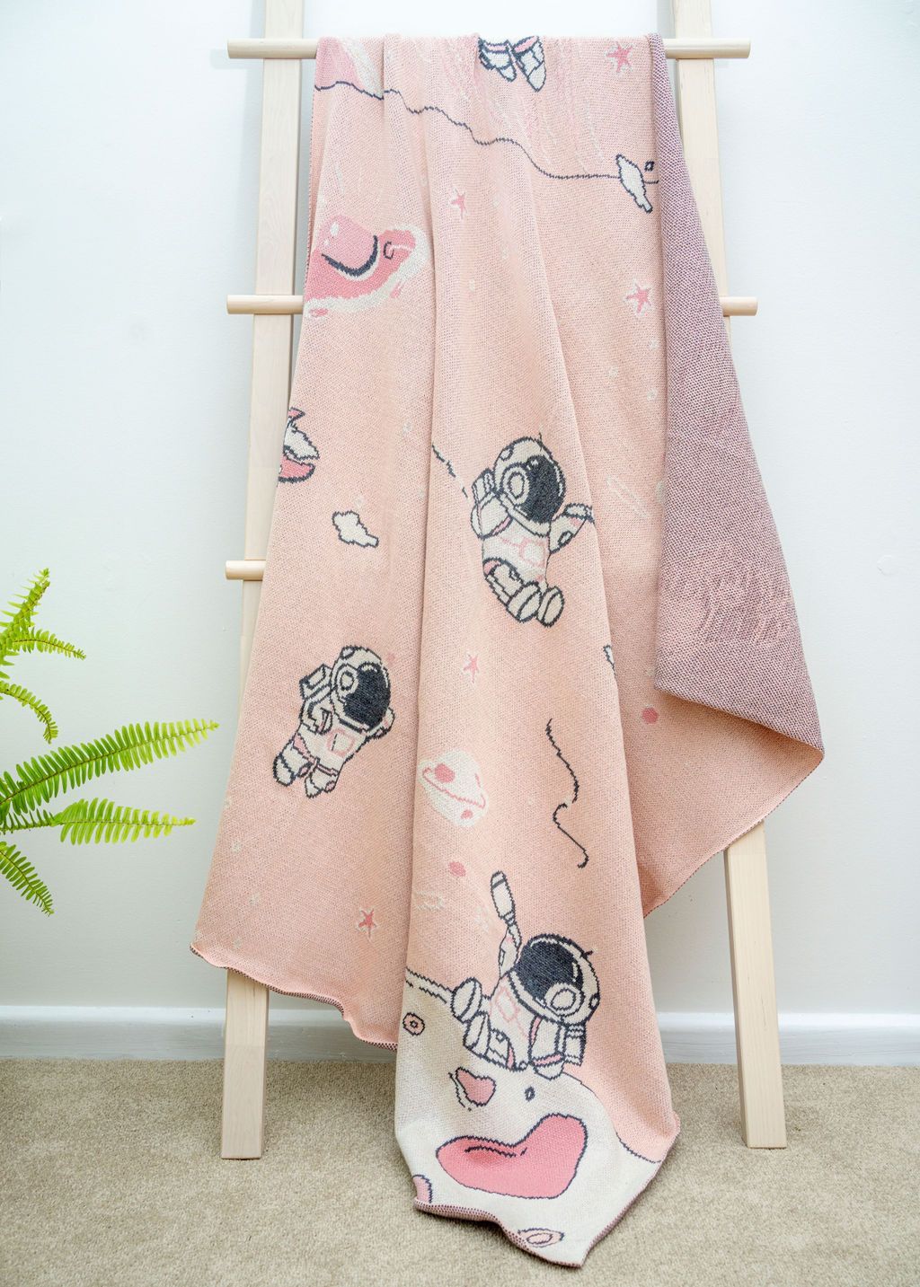 Galaxy Space Pattern OEKO-TEX Cotton Knit Cot Blanket