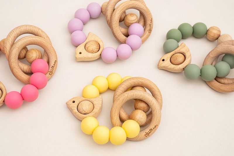 Chirpy Wooden & Silicone Baby Teether- Safe, Sustainable Teething and Sensory Toy
