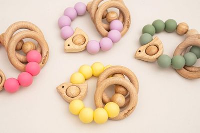 Chirpy Wooden & Silicone Baby Teether- Safe, Sustainable Teething and Sensory Toy