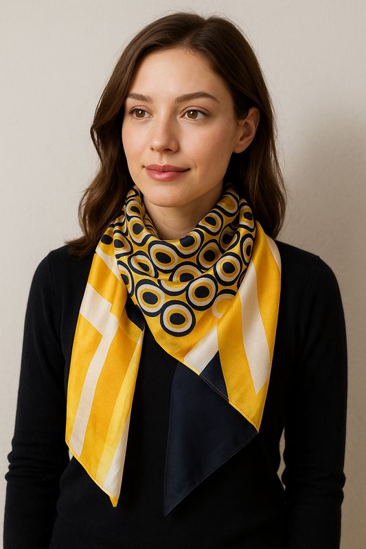 Ornate Spiral Pattern Pure Silk Square Scarf Ornate Spiral Pattern Pure Silk Square Scarf