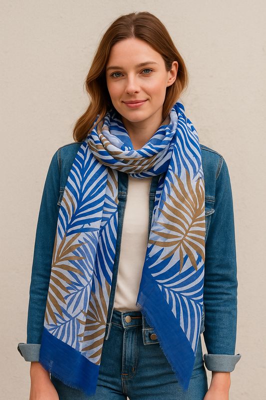 Palm Leaf Hand Printed Pure Cotton Scarf Palm Leaf Hand Printed Pure Cotton Scarf