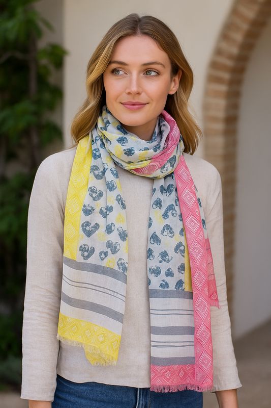Hearts Hand Woven Pure Cotton Scarf Hearts Hand Woven Pure Cotton Scarf