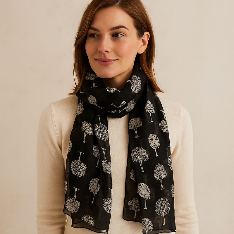 Eira Tree of Life Print Pure Silk Scarf Eira Tree of Life Print Pure Silk Scarf