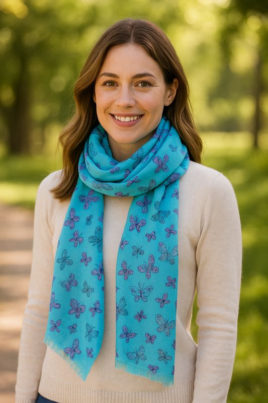 Butterfly Pure Cotton Twill Scarf Butterfly Pure Cotton Twill Scarf