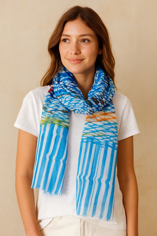 Frankie Abstract Lines Print Linen Modal Scarf - last one Frankie Abstract Lines Print Linen Modal Scarf - last one
