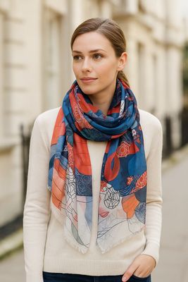 Orient Blue Pure Micromodal Scarf - Lightweight and Soft! Orient Blue Pure Micromodal Scarf - Lightweight and Soft!