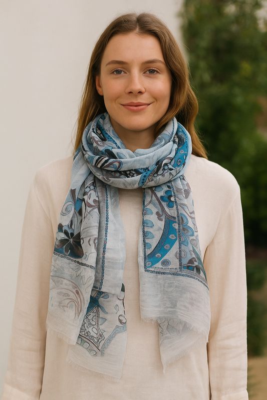 Floret Modal Linen Scarf - last one! Floret Modal Linen Scarf - last one!