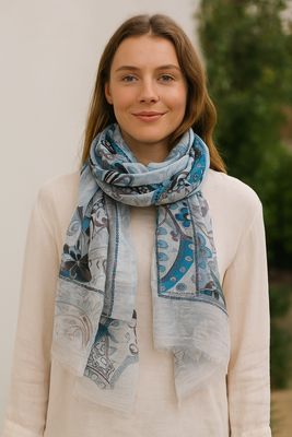 Floret Modal Linen Scarf - last one! Floret Modal Linen Scarf - last one!