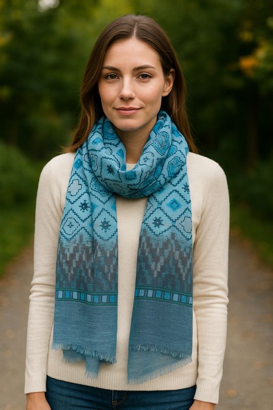 Spade - Abstract Geometric Print Linen Modal Scarf Spade - Abstract Geometric Print Linen Modal Scarf