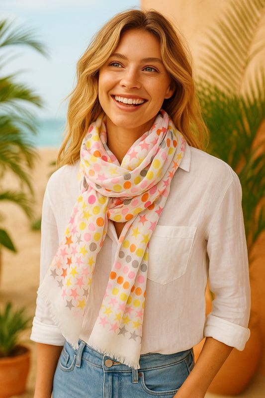 Elliot Jacquard Stars & Spots Pure Cotton/Silk Scarf Elliot Jacquard Stars & Spots Pure Cotton/Silk Scarf