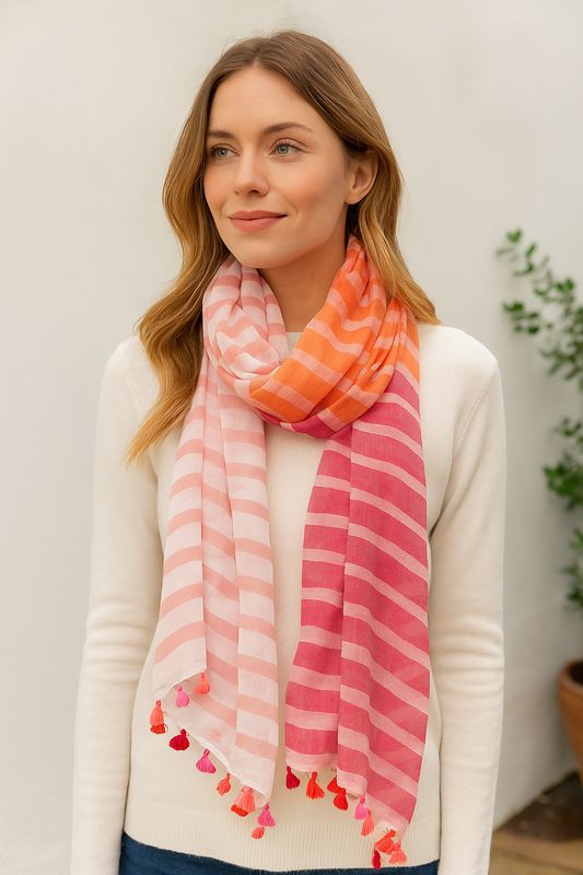 Coast Multi Stripe Handloomed Pure Cotton Scarf Coast Multi Stripe Handloomed Pure Cotton Scarf