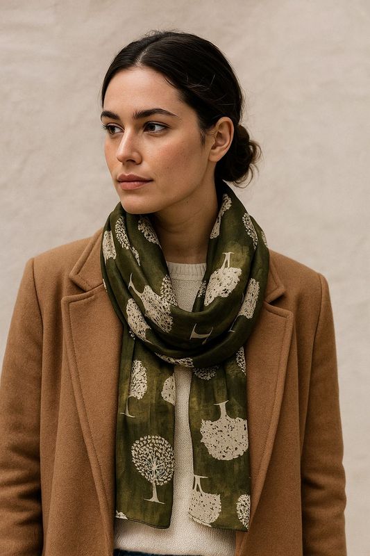 Eira Tree of Life Print Pure Silk Scarf Eira Tree of Life Print Pure Silk Scarf