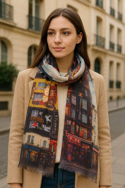 Bazaar Urban Streetscape Wool Silk Scarf - Last one! Bazaar Urban Streetscape Wool Silk Scarf - Last one!