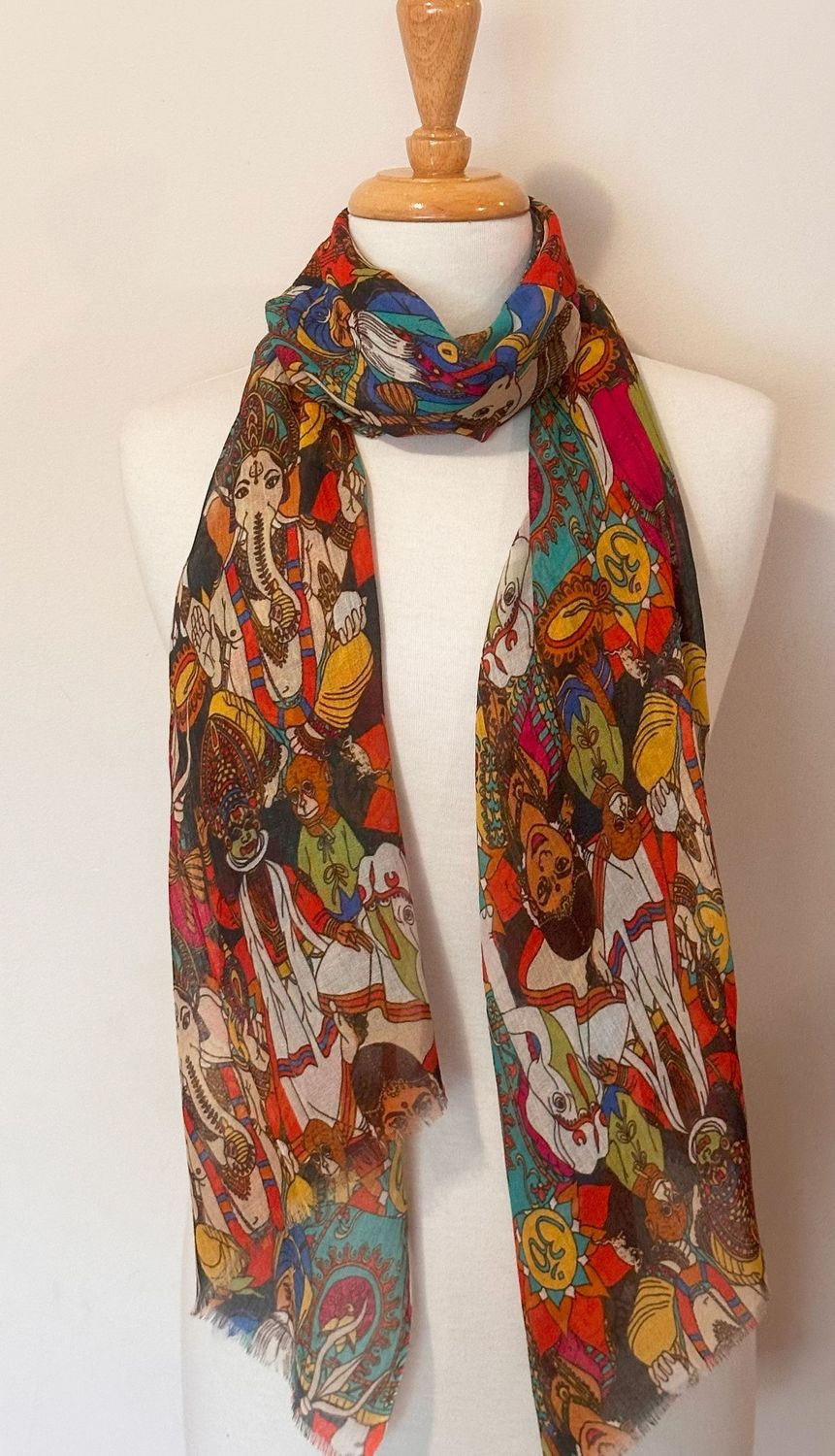 Rangoli Temple Print Modal Silk Scarf